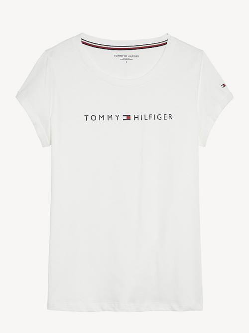 Tommy Hilfiger Original Logo Turn-Back Cuff Póló Női Fehér | TH013PDC