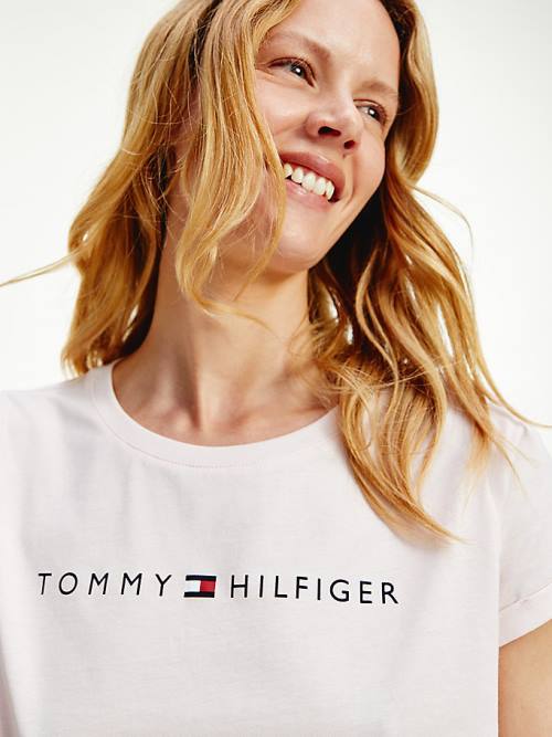 Tommy Hilfiger Original Logo Turn-Back Cuff Póló Női Rózsaszín | TH632ZAU