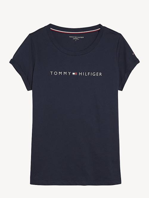 Tommy Hilfiger Original Logo Turn-Back Cuff Póló Női Kék | TH893JNI