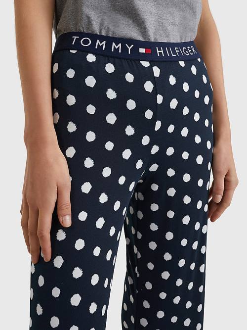 Tommy Hilfiger Original Logo Waistband Print Lounge Joggers Pizsama Női Kék | TH475DCH