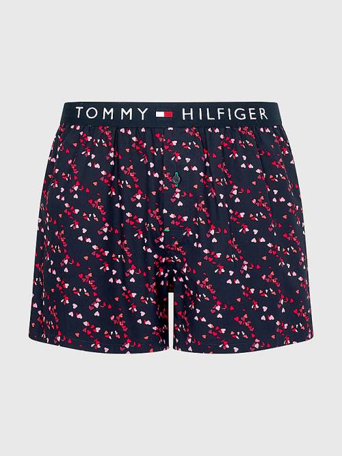 Tommy Hilfiger Original Logo Waistband Print Boxer Shorts Fehérnemű Férfi Kék | TH964EQN