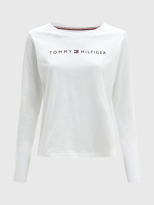 Tommy Hilfiger Original Long Sleeve Logo Póló Női Fehér | TH176BSK