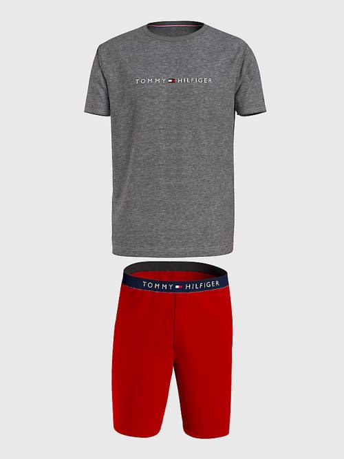 Tommy Hilfiger Original Rövid Sleeve Set Pizsama Férfi Piros | TH628BPS