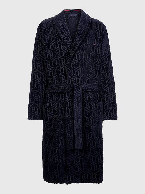 Tommy Hilfiger Original Towelling Monogram Bathrobe Pizsama Férfi Kék | TH128RUL