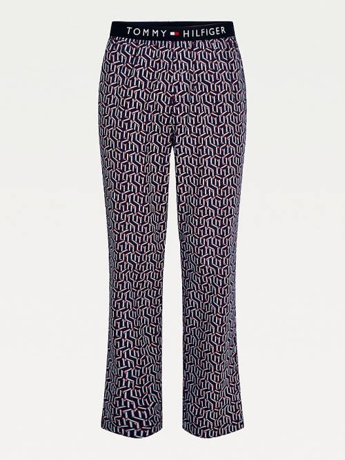 Tommy Hilfiger Original Woven Print Bottoms Pizsama Férfi Kék | TH863JWO