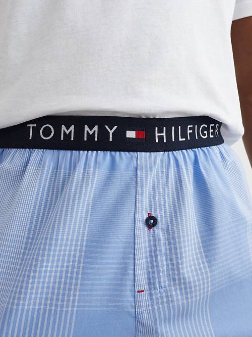 Tommy Hilfiger Original Woven Print Shorts Pizsama Férfi Kék | TH958OWR