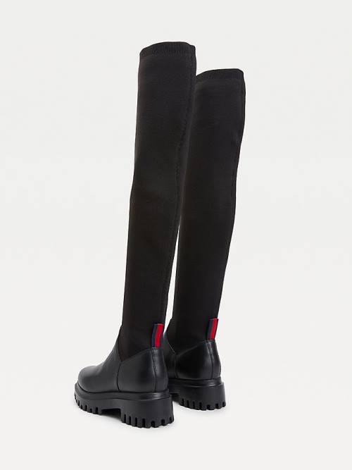 Tommy Hilfiger Over-Knee Klipsz Pull-On Bakancs Női Fekete | TH527AJM