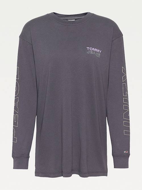 Tommy Hilfiger Oversized Fit Long Sleeve Póló Női Fekete | TH976NWY