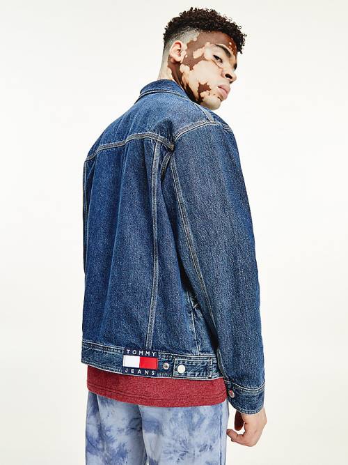 Tommy Hilfiger Oversized Hemp Trucker Kabát Férfi Denim | TH278FAU