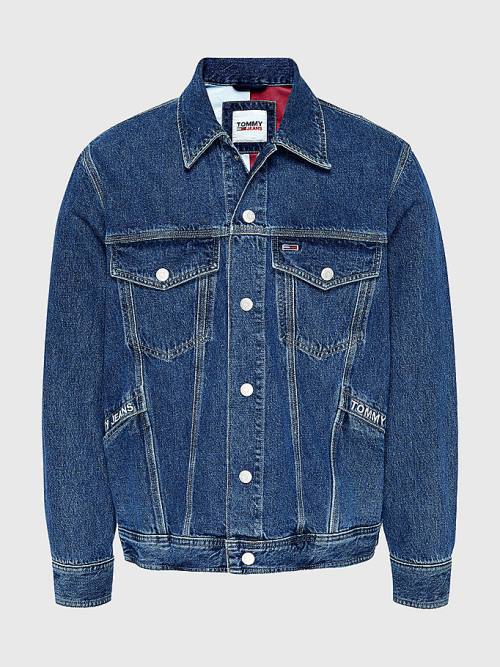 Tommy Hilfiger Oversized Hemp Trucker Kabát Férfi Denim | TH278FAU