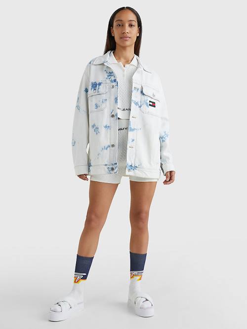 Tommy Hilfiger Oversized Marbled Denim Utility Kabát Női Denim | TH395YMA