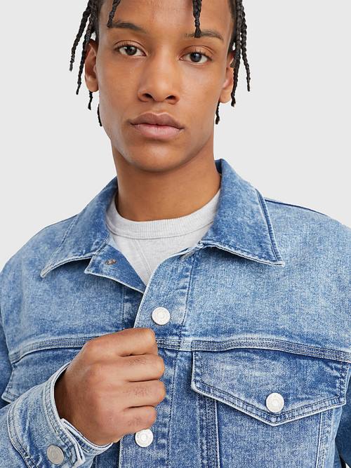 Tommy Hilfiger Oversized Trucker Kabát Férfi Denim | TH085OTA