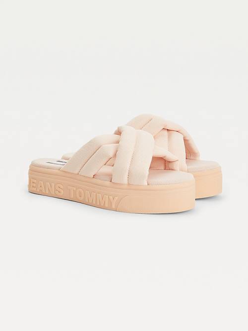 Tommy Hilfiger Padded Pántos Flatform Szandál Női Rózsaszín | TH078EMY