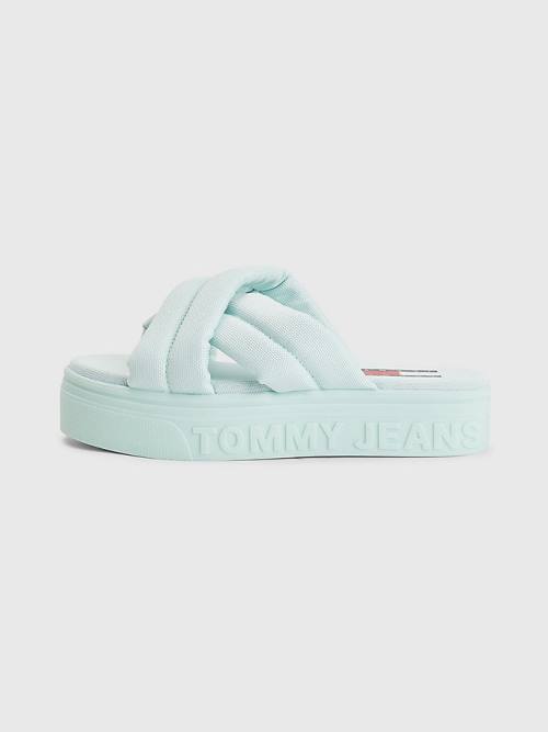 Tommy Hilfiger Padded Pántos Flatform Szandál Női Zöld | TH392FOR