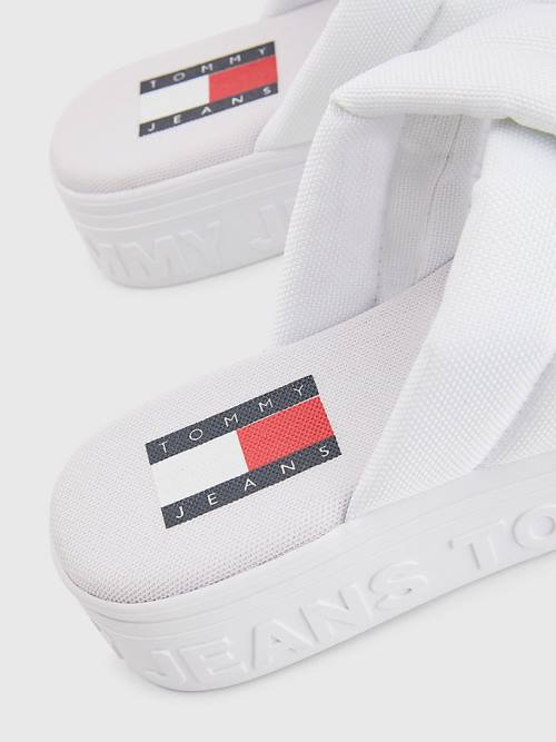 Tommy Hilfiger Padded Pántos Flatform Szandál Női Fehér | TH824MQY