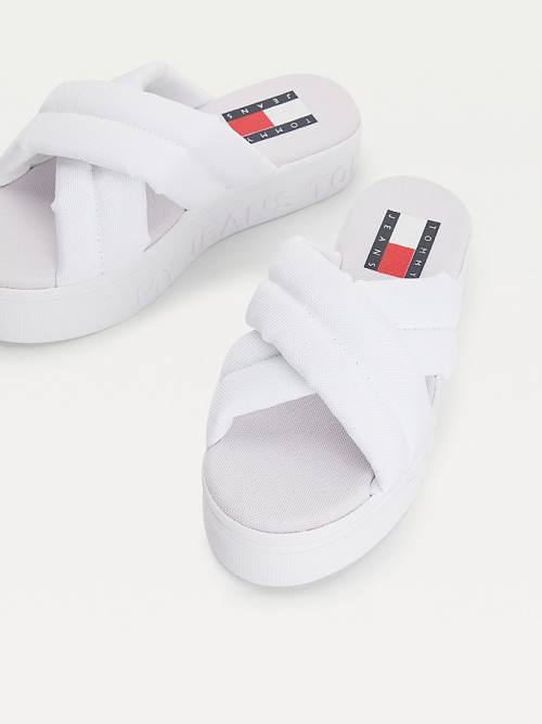 Tommy Hilfiger Padded Pántos Flatform Szandál Női Fehér | TH824MQY