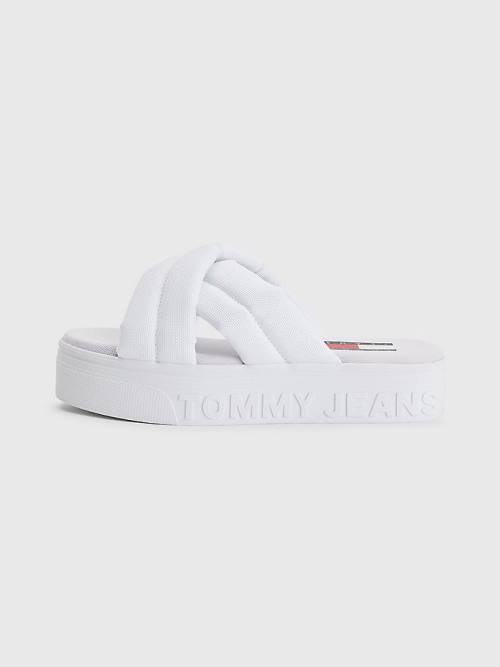 Tommy Hilfiger Padded Pántos Flatform Szandál Női Fehér | TH824MQY