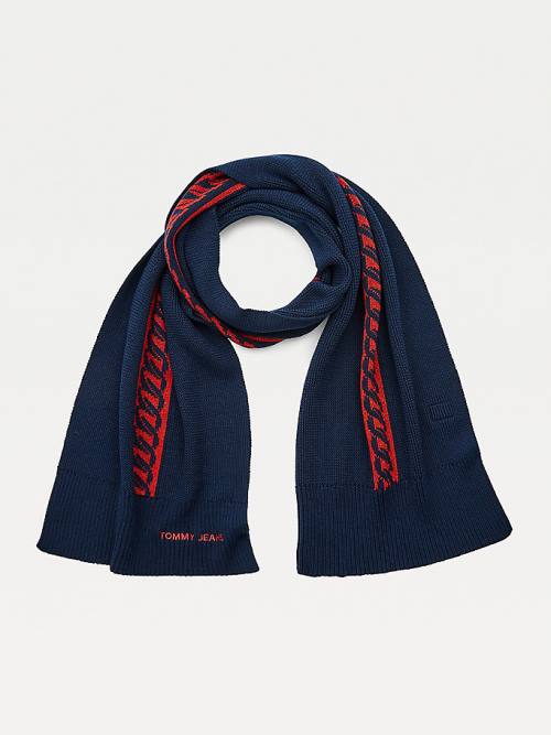 Tommy Hilfiger Pamut Knitted Link Pattern Sál Női Kék | TH741HMF