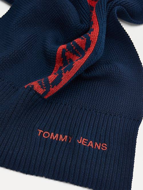 Tommy Hilfiger Pamut Knitted Link Pattern Sál Női Kék | TH741HMF