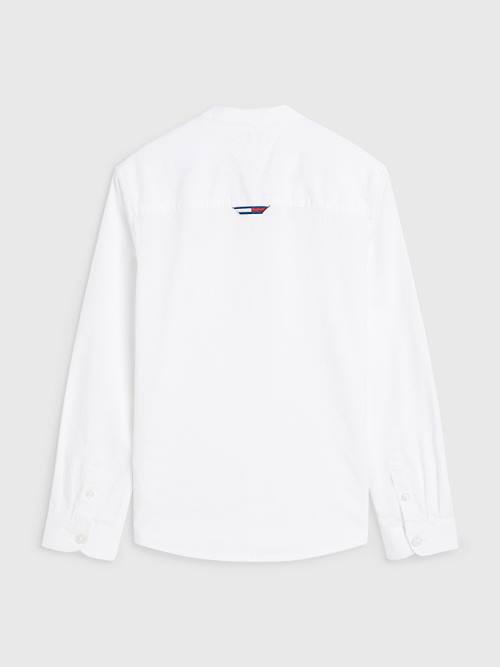 Tommy Hilfiger Pamut Linen Collarless Ingek Fiú Fehér | TH358WFR