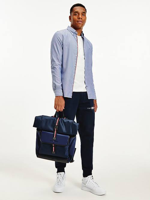 Tommy Hilfiger Pamut Melange Dobby Slim Fit Ingek Férfi Kék | TH150QSW