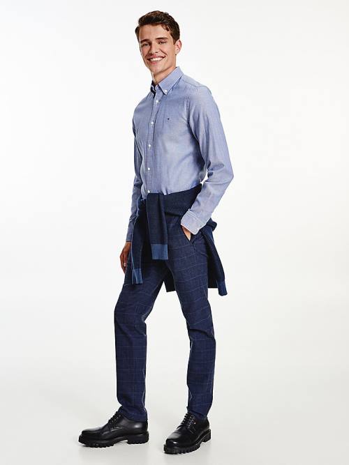 Tommy Hilfiger Pamut Melange Dobby Slim Fit Ingek Férfi Kék | TH150QSW