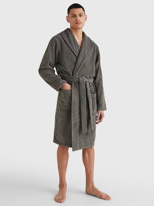 Tommy Hilfiger Pamut Towelling Bathrobe Pizsama Férfi Szürke | TH350YQC