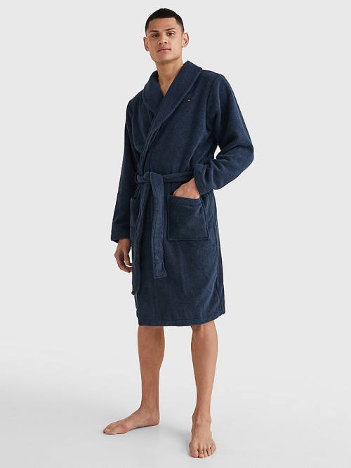 Tommy Hilfiger Pamut Towelling Bathrobe Pizsama Férfi Kék | TH625EWR