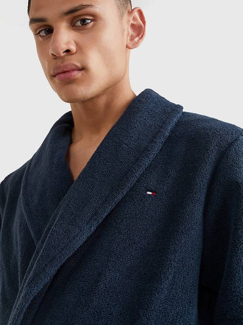 Tommy Hilfiger Pamut Towelling Bathrobe Pizsama Férfi Kék | TH625EWR