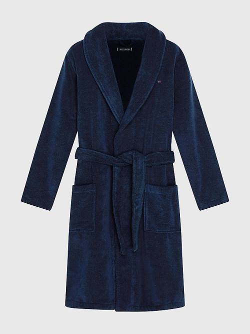 Tommy Hilfiger Pamut Towelling Bathrobe Pizsama Férfi Kék | TH625EWR