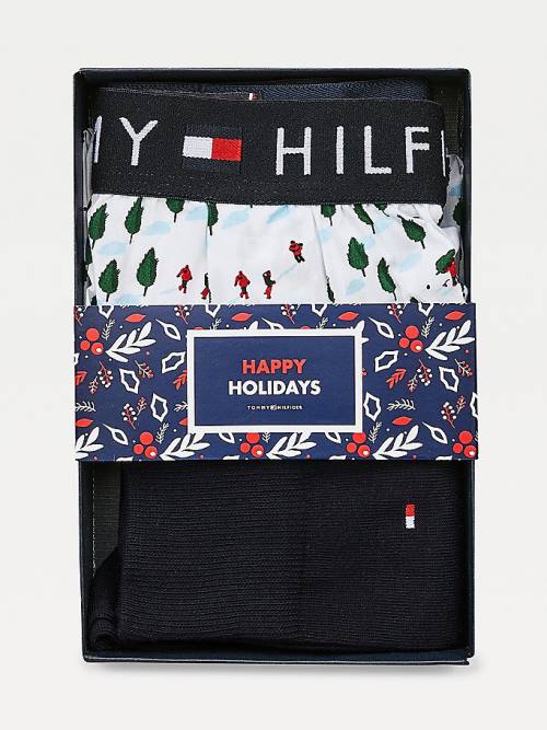 Tommy Hilfiger Pamut Trunks And Socks Gift Set Fehérnemű Férfi Barna | TH786WGQ