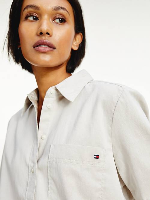 Tommy Hilfiger Pamut Twill Relaxed Fit Ingek Női Bézs | TH094HGV