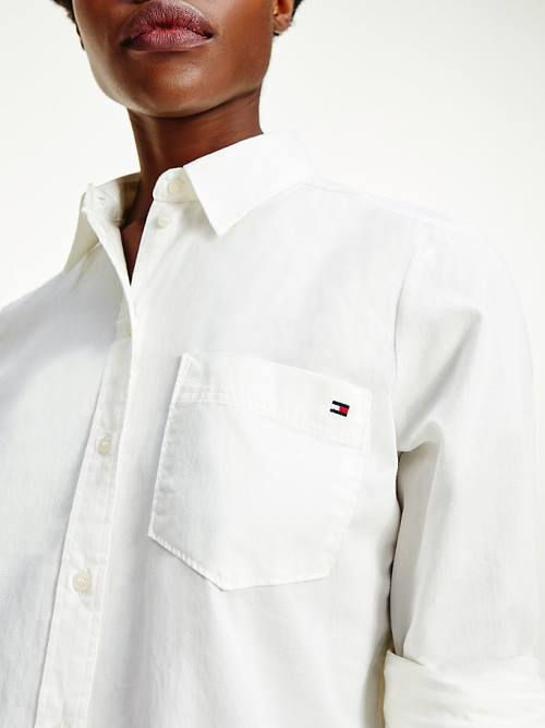 Tommy Hilfiger Pamut Twill Relaxed Fit Ingek Női Fehér | TH735MWO