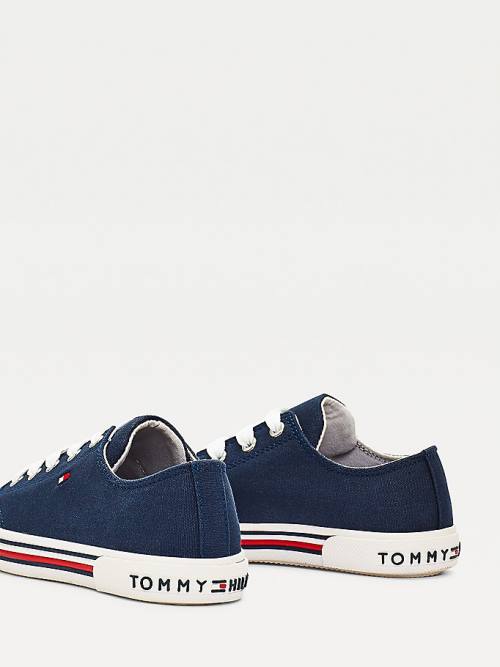 Tommy Hilfiger Pamut Vászon Csipke-Up Low-Top Tornacipő Lány Kék | TH354WGH