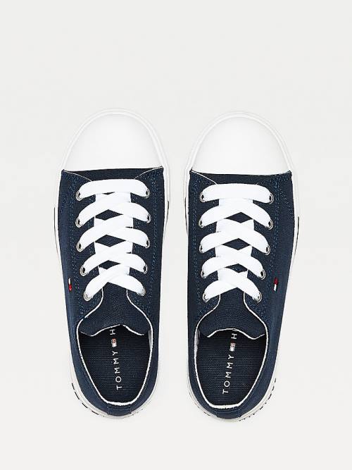 Tommy Hilfiger Pamut Vászon Csipke-Up Low-Top Tornacipő Lány Kék | TH354WGH