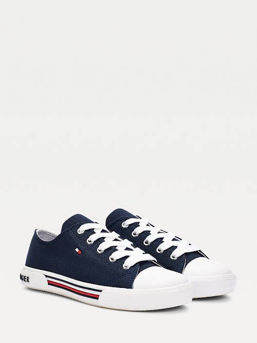 Tommy Hilfiger Pamut Vászon Csipke-Up Low-Top Tornacipő Lány Kék | TH354WGH