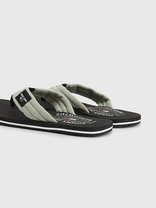 Tommy Hilfiger Pamut Vászon Pántos Flip-Flops Szandál Férfi Szürke | TH012NEZ