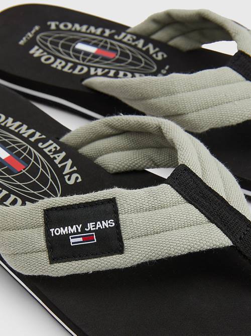 Tommy Hilfiger Pamut Vászon Pántos Flip-Flops Szandál Férfi Szürke | TH012NEZ