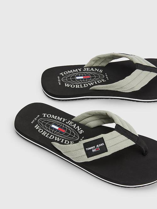 Tommy Hilfiger Pamut Vászon Pántos Flip-Flops Szandál Férfi Szürke | TH012NEZ