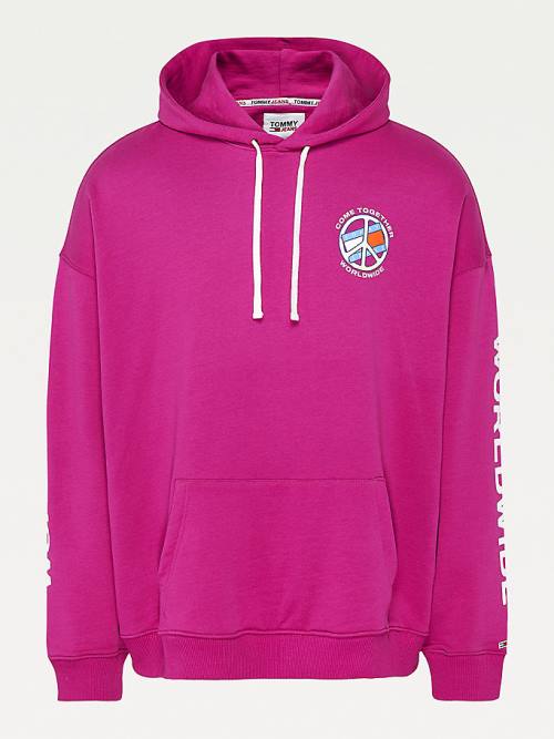 Tommy Hilfiger Peace Logo Kapucnis Pulóver Férfi Lila | TH052HSO