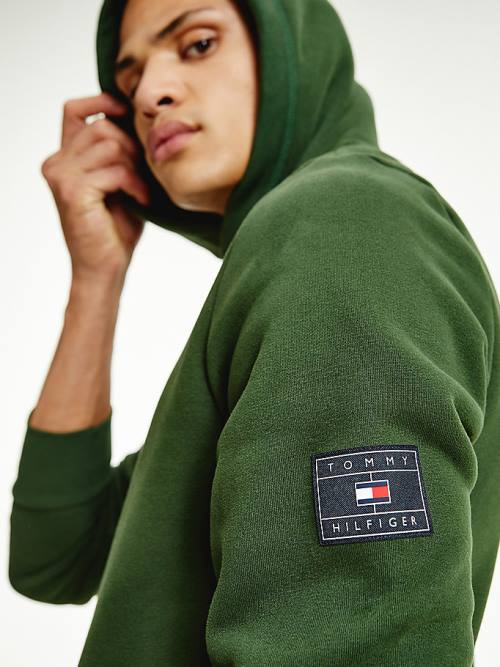 Tommy Hilfiger Peached Fleece Kapucnis Pulóver Férfi Zöld | TH463JQP