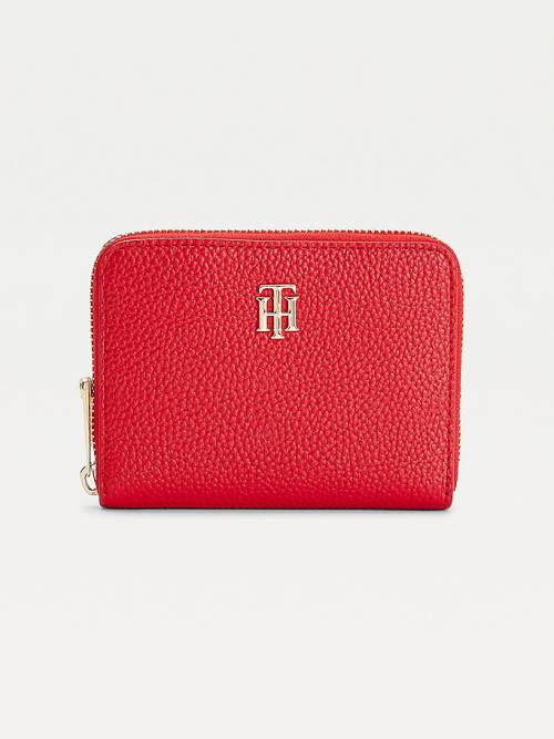 Tommy Hilfiger Pebble Grain Medium Zip-Around Pénztárca Női Piros | TH946LZW