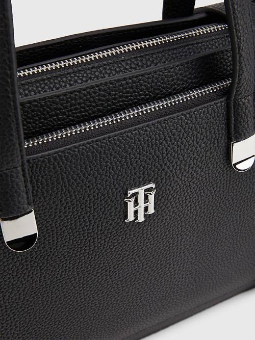 Tommy Hilfiger Pebble Grain Satchel Táska Női Fekete | TH145DER