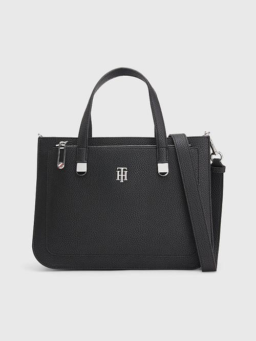 Tommy Hilfiger Pebble Grain Satchel Táska Női Fekete | TH145DER