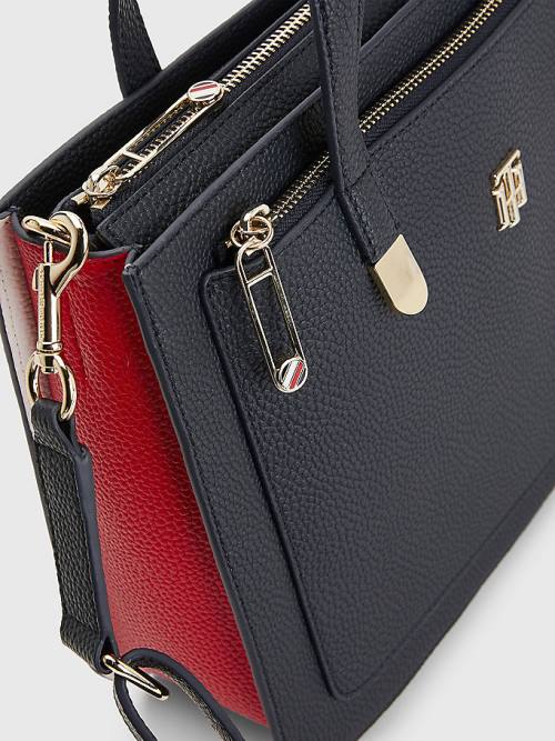 Tommy Hilfiger Pebble Grain Signature Satchel Táska Női Kék | TH286XZS