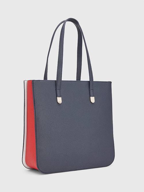 Tommy Hilfiger Pebble Grain Signature Tote Táska Női Kék | TH728SZB