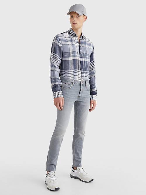 Tommy Hilfiger Pigment Dyed Check Linen Ingek Férfi Kék | TH158OMI