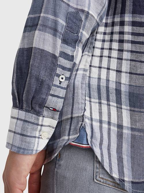 Tommy Hilfiger Pigment Dyed Check Linen Ingek Férfi Kék | TH158OMI