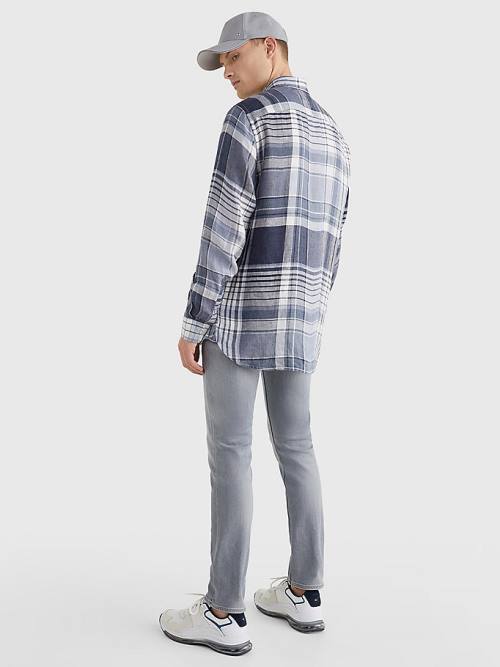 Tommy Hilfiger Pigment Dyed Check Linen Ingek Férfi Kék | TH158OMI