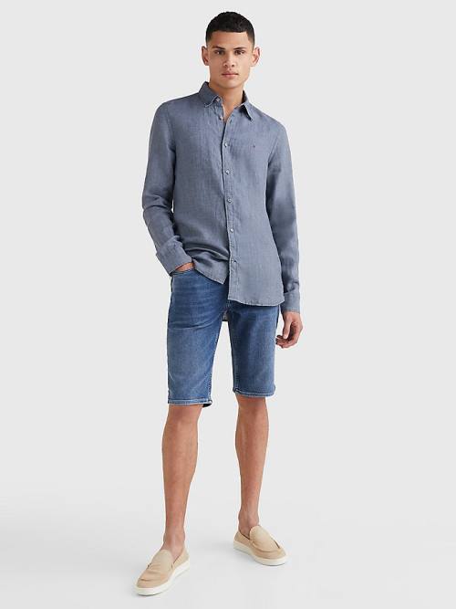 Tommy Hilfiger Pigment Dyed Regular Fit Linen Ingek Férfi Kék | TH281FYP